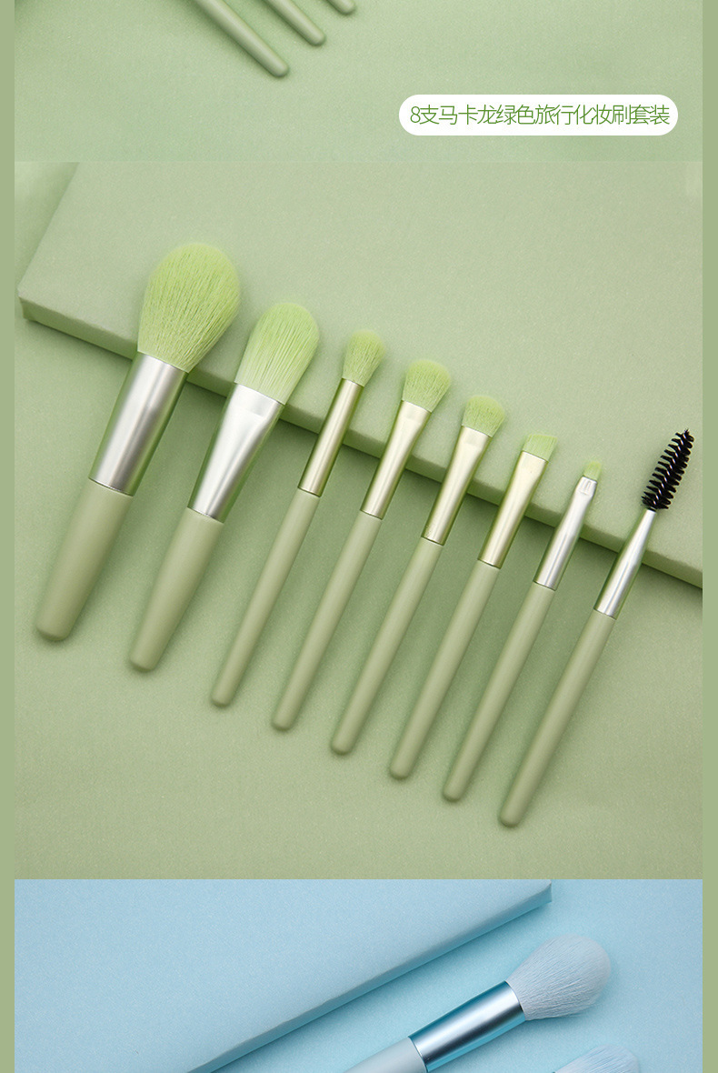 Cross-border 8-piece mini Macaron makeup brush set, portable Morandi Beginner's eyeshadow brush beauty tool undefined