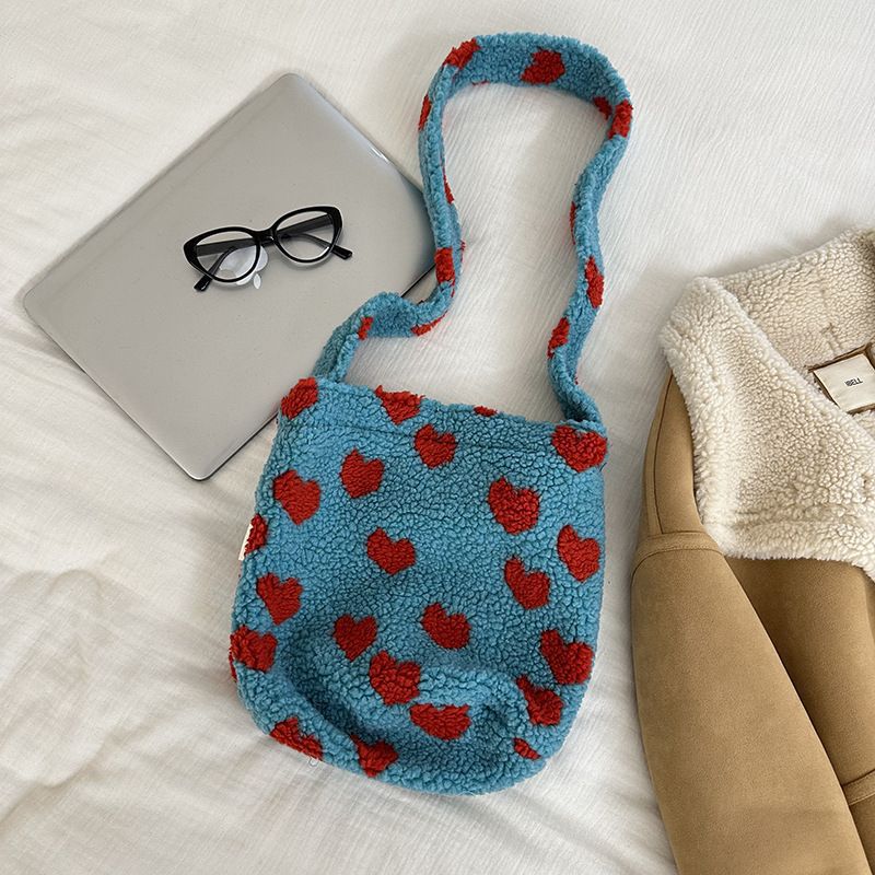 Versión coreana de ins otoño e invierno nuevo material de lana de gran capacidad bolso femenino tote, viento perezoso, viento perezoso, hombro inclinado, marea de bolso