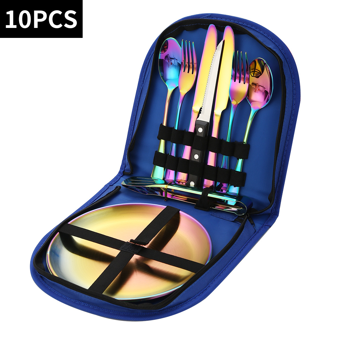 둥근 파란색 가방 10개 세트 [다채로운 식기]