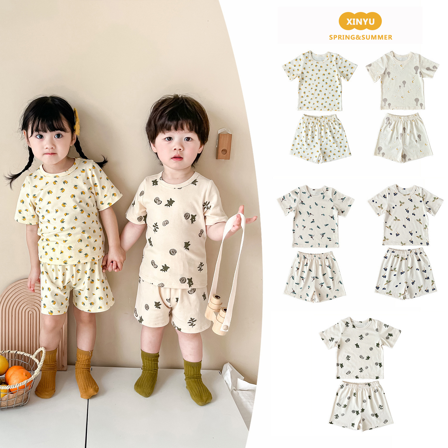[Summer Special Price Starting from 50% off] Children's Thin Class a Pure Cotton Home Clothes Baby Ins Shorts Air Conditioning Clothes Pajamas