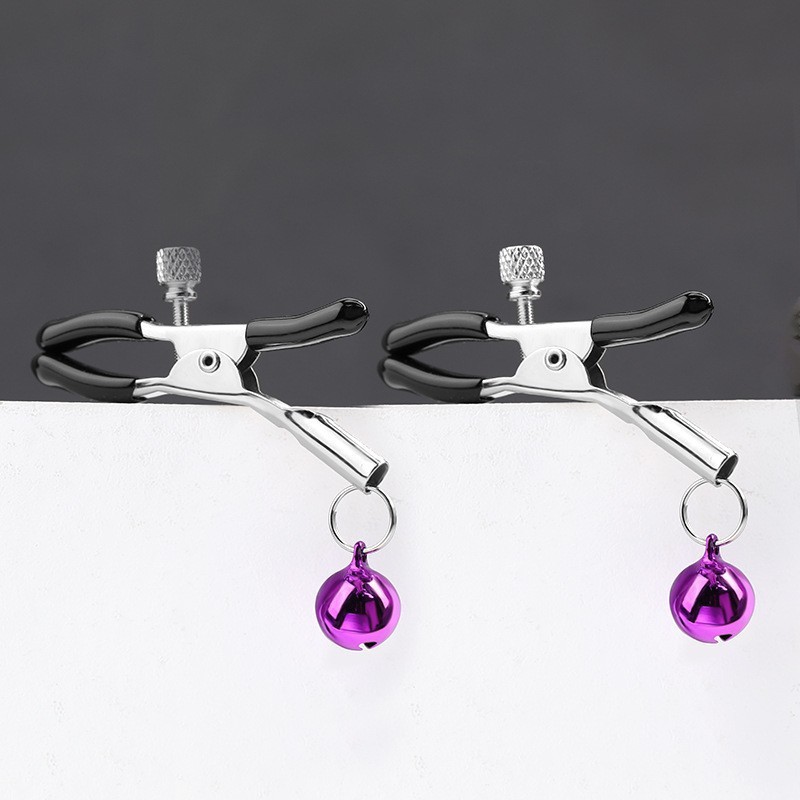 Nipple Clamps with Single Bell, Pink, Couple’s Flirtation Adult Toy — detail image 4