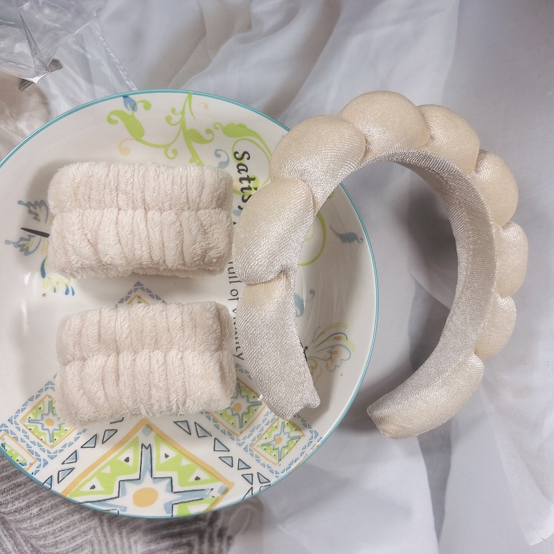 골드 벨벳 클라우드 헤어밴드 + (기계 재봉) 손목 2-카키 (17*17*4cm 85g)