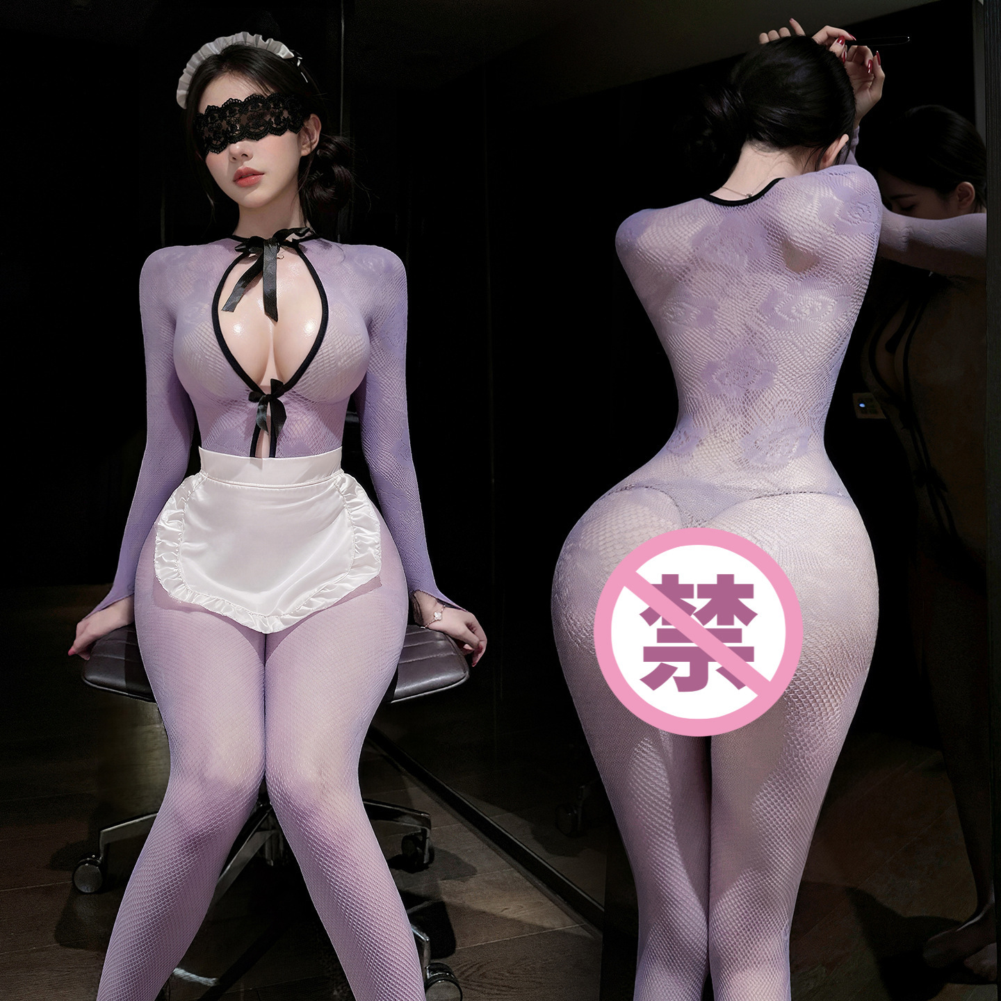 Bodysuit de Malla Erótico Modelo ZY186 de Nailon Transparente con Entrepierna Abierta para Mujeres