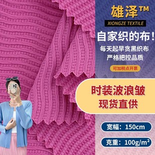 时装波浪皱 春夏季薄款舒适梭织雪纺布 小众条纹褶皱时尚上衣面料-阿里巴巴