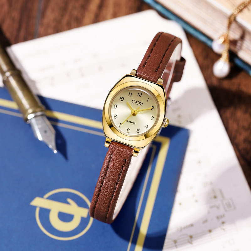Goldie Small High-end Women's Watch New Retro Small High-value Student Watch Exquisite Belt Quartz Watch