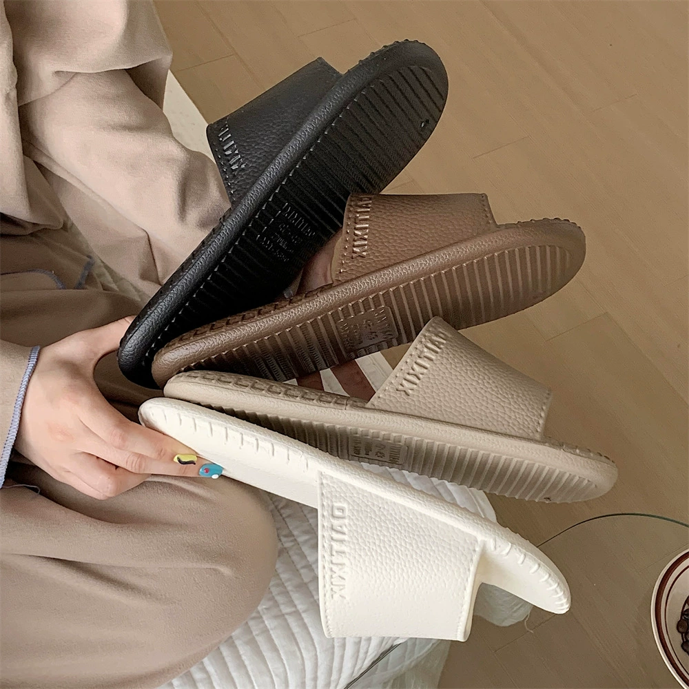 Тонкие полоски высокого уровня ретро кожаные холодные тапочки для мужчин летняя купание в помещении домашние тапочки на мягком фоне
