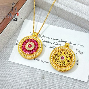 Live explosions ancient sand gold full diamond rose window rotating eight treasure compass pendant Joker compass necklace wholesale