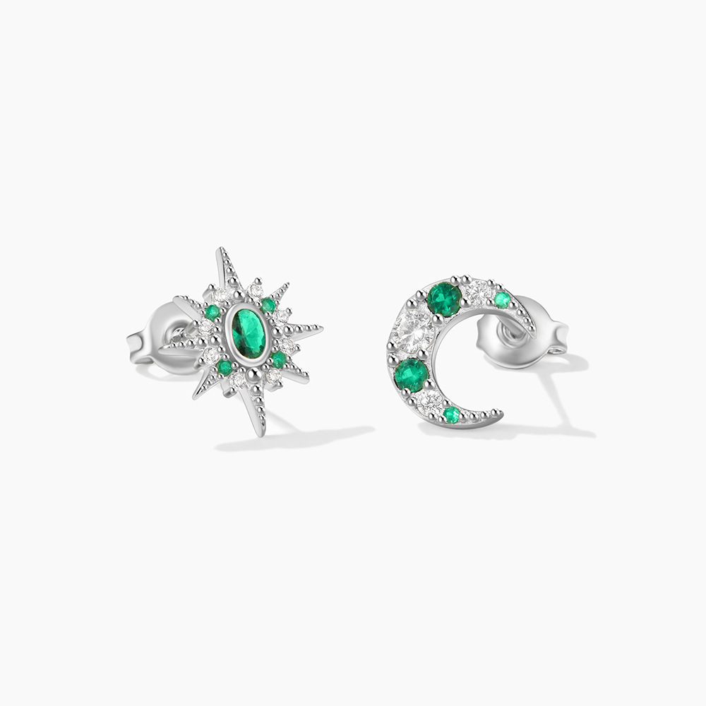 9g Weight 925 Sterling Silver Ear Needle Material Ear Studs Classification 1 Pair Quantity Daily, Date Occasion 925 Sterling Silver Material Star, Moon Pattern Women's Gender Plating Design Elegant Style 1 Pair 925 Sterling Silver Star Moon Ear Studs 9