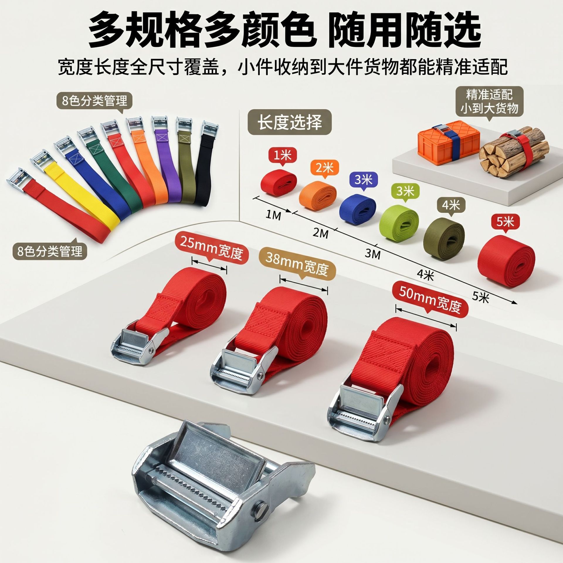 Zinc alloy buckle strap, tightening strap, luggage rack tie strap, logistics binding strap, car fastening strap, cargo tension strap
