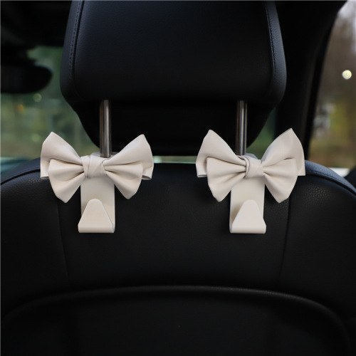 Simple car hook, leather bow car seat back support hook, fashion goddess car supplies
