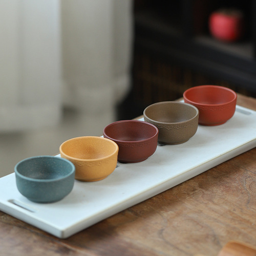 Yixing Original Mine Zisha Tea Cup Auspicious Cloud Cup Wholesale Gift Box Set Gongfu Tea Cup Small Cups Five Color Soil Host Single Cup