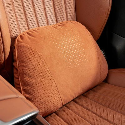 Headrest Car Cushion and Neck Pillow - s-style-suede-ideal-orange-waist-support-1-piece
