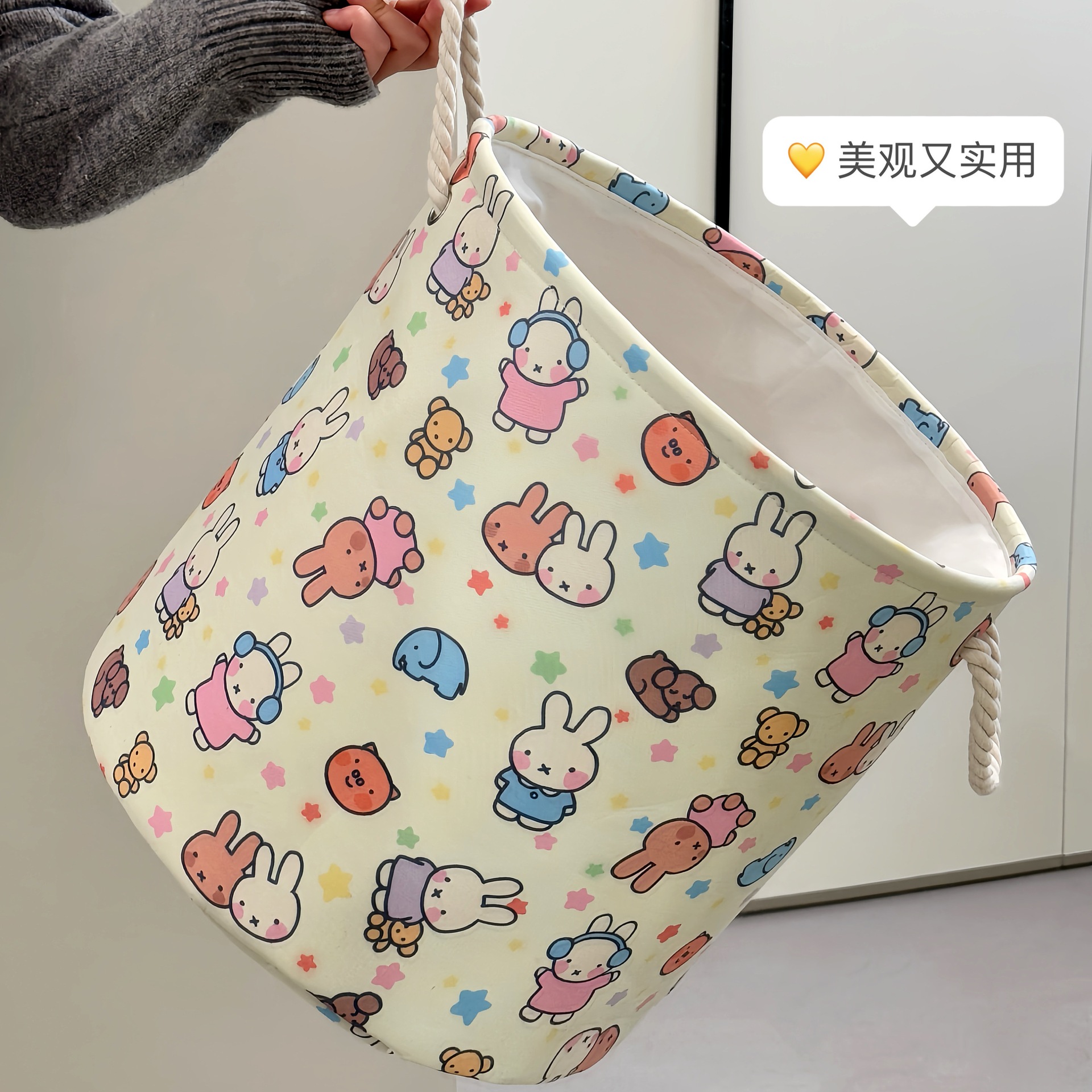 Cesta de ropa sucia de conejo lindo dormitorio ropa de niña almacena cesta de ropa sucia cesta de ropa doméstica gran capacidad baño plegable