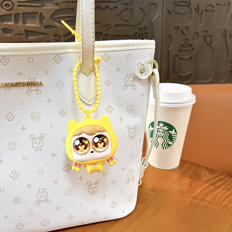 クリエイティブかわいい爆発目ガールピンチキーホルダー楽しい減圧バッグペンダント学生おもちゃキャッチャーギフト|undefined