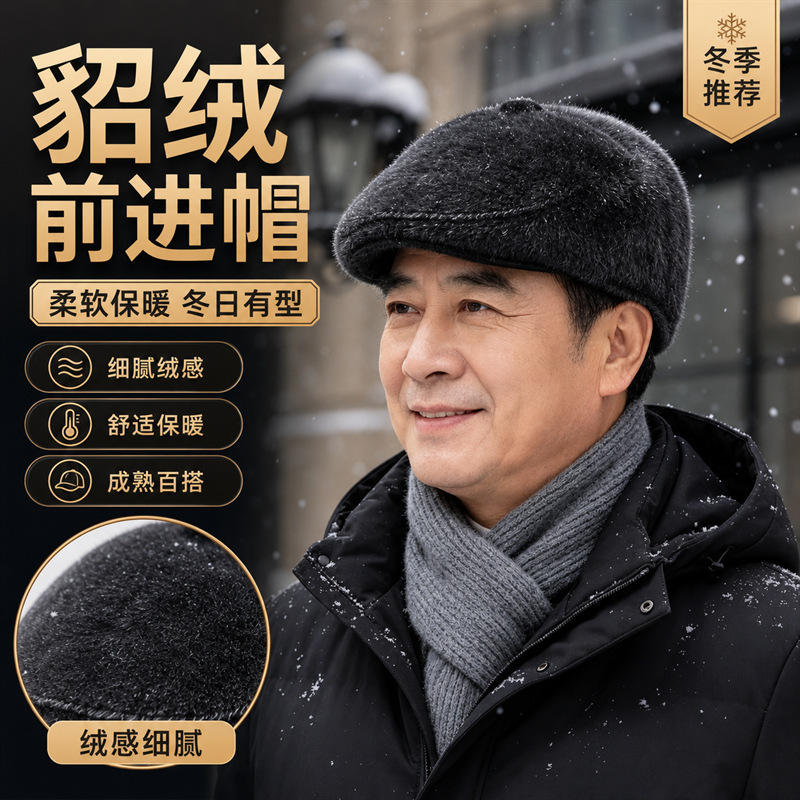 Winter hat for elderly men, thickened baseball cap, warm and comfortable, ear-protecting hat for middle-aged and elderly gentlemen Winter hat for elderly men, thickened baseball cap, warm and comfortable, ear-protecting hat for middle-aged and elderly gentlemen