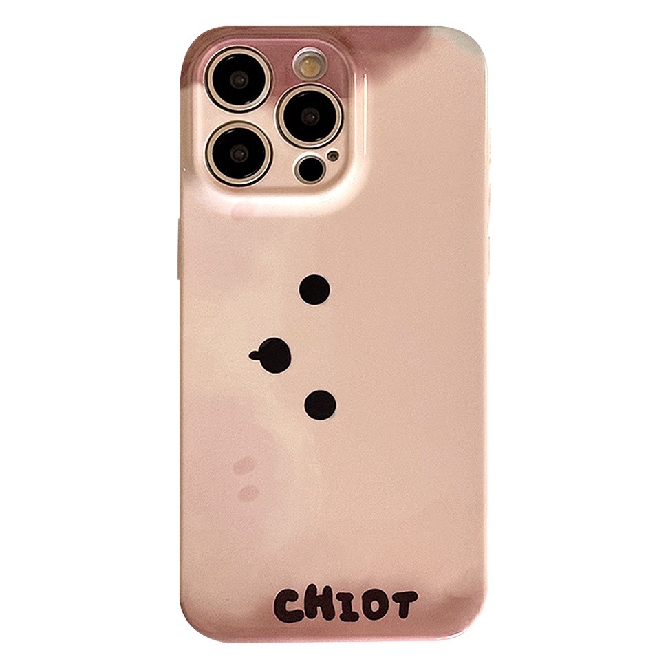 Funda de teléfono con diseño de cachorro de ojos grandes estilo ins, compatible con iPhone 17 Pro Max, Apple 14, película suave para 13, cobertura total para 16.