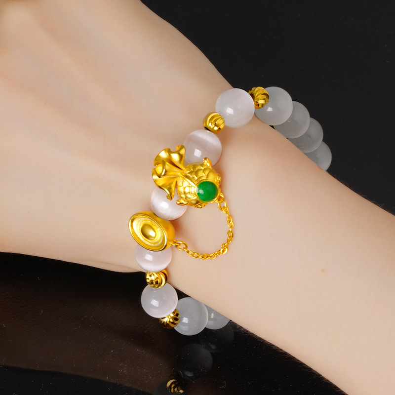 Nuevo oro plateado Lucky Lotus pulsera de esmalte de color, vintage pulsera de la suerte para las mujeres, al por mayor