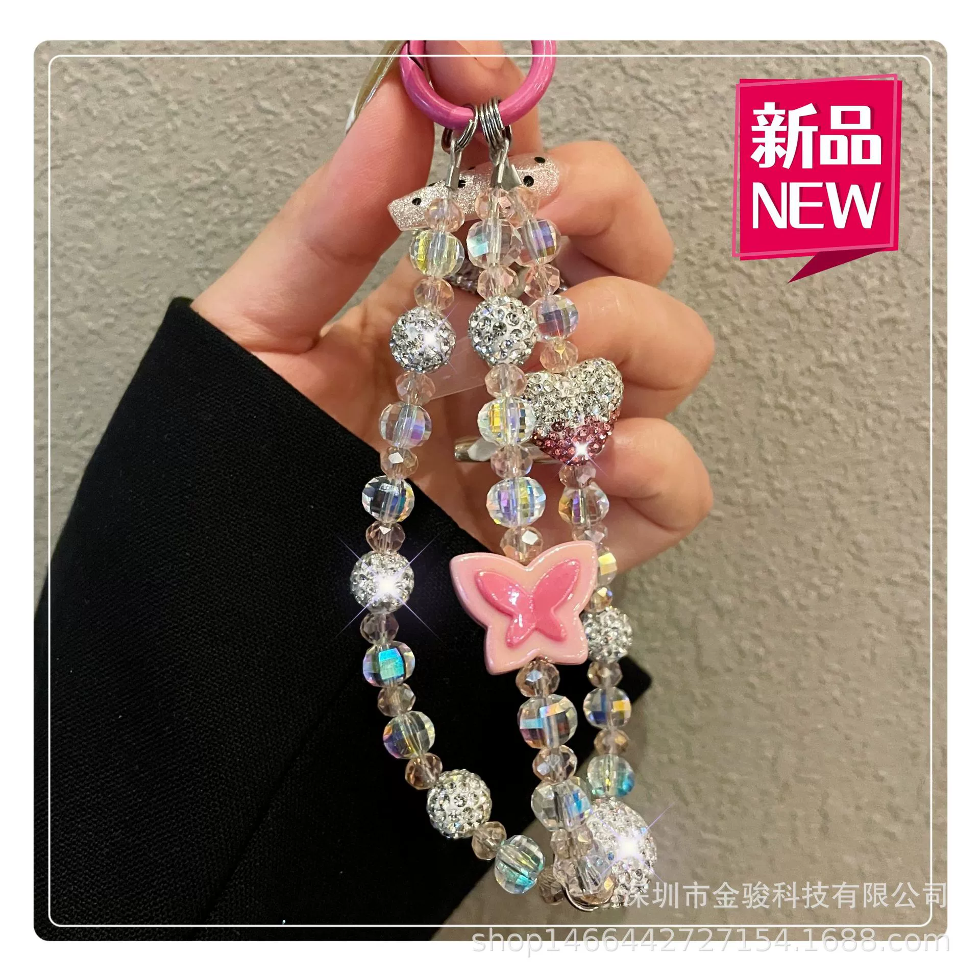 Модный трехмерный мобильный телефон, короткий ремешок, цепь, стиль light luxury