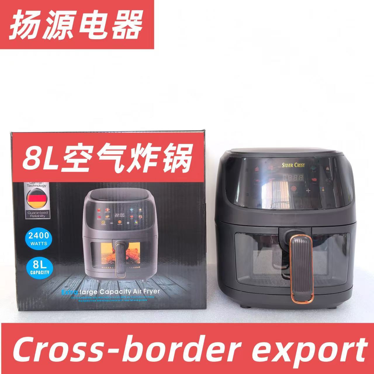 Foreign Trade Silvercrest 8L Large-Capacity Visual Air Fryer Fully Automatic Multi-Function Electric Air Fryer