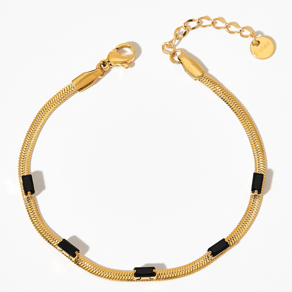 Bracelets Classification 304 Stainless Steel Chain Material Retro Square 304 Stainless Steel 16K Gold Plated White Gold Plated Gold Plated Zircon Stainless Steel Bracelets In Bulk