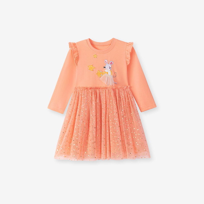 Little maven vestido de niña de otoño transfronterizo vestido de princesa para niños de malla europea y americana falda de algodón de dibujos animados image 7