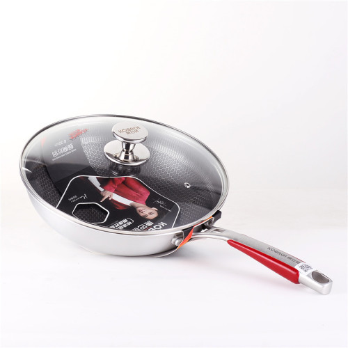 Konbach Hansa wok household 304 stainless steel honeycomb flagship store sixth generation non-stick induction cooker