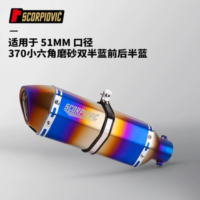 CBR650 ZX4R Race 800 – Motorcycle exhaust pipe - 370-small-hexagonal-frosted-double-half-blue-front-and-half-blue