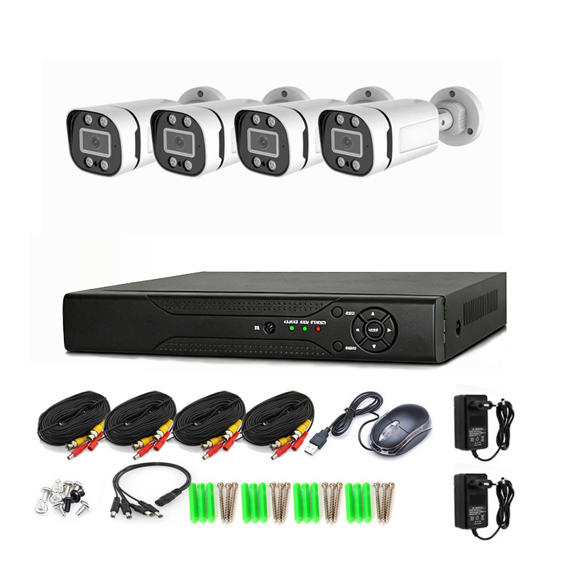 跨境AHD套装夜视全彩CCTV KIT 模拟监控XVR KIT摄像头4路监控套装