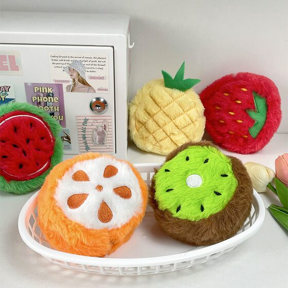 Cartoon fruit shape plush coin purse creative school bag pendant doll children's coin storage bag gift wholesale