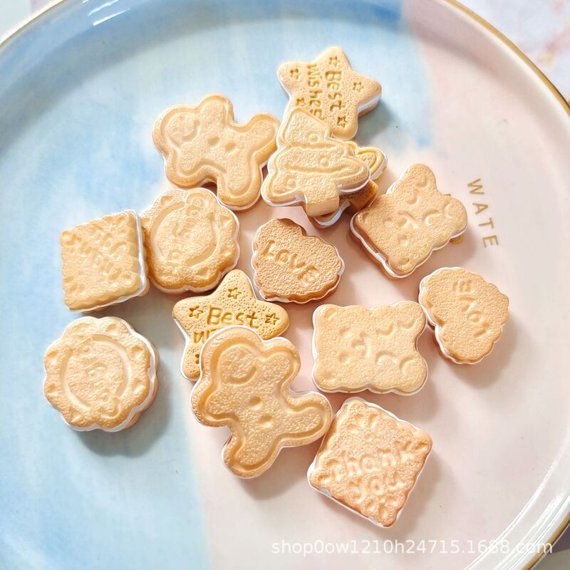 Simulated Resin Sandwich Biscuits Peach Heart Five-Pointed Star Ginger Candy Villain DIY Material Cream Glue Mobile Phone Case Accessories
