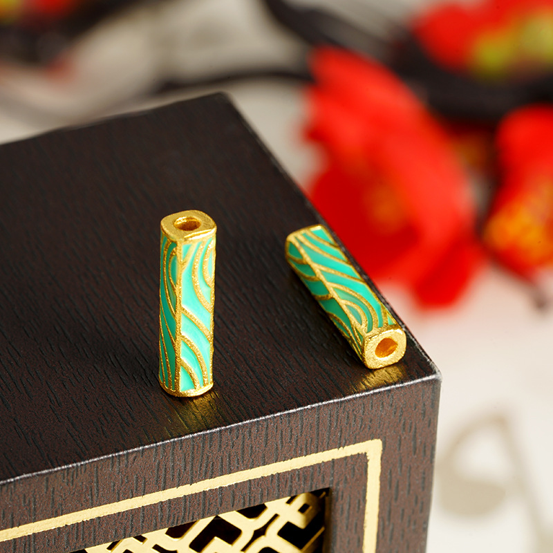 Gufasha oro pinza ardiente azul largo no se desvanece piedra verde largo diapasón Diy accesorios colgante colgante