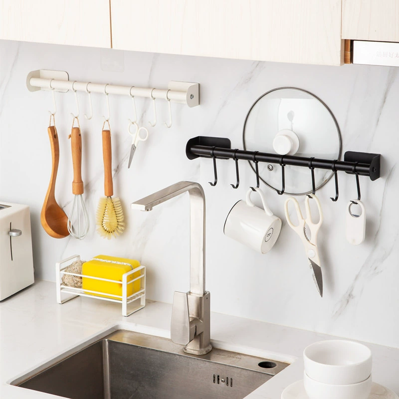 Kitchen hook rod rack free punching soup spoon pot, shovel hanging shelf wall -mounted kitchen 具