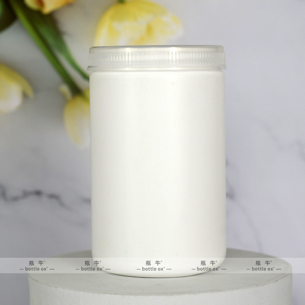 供应HDPE白色广口塑料瓶蛋白粉罐子700cc饼干罐玩具收纳罐