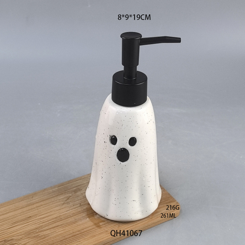 Botella de baño de cerámica fantasma de Halloween, baño de dos piezas, loción decorativa de ambiente festivo de alto valor, botella de prensa