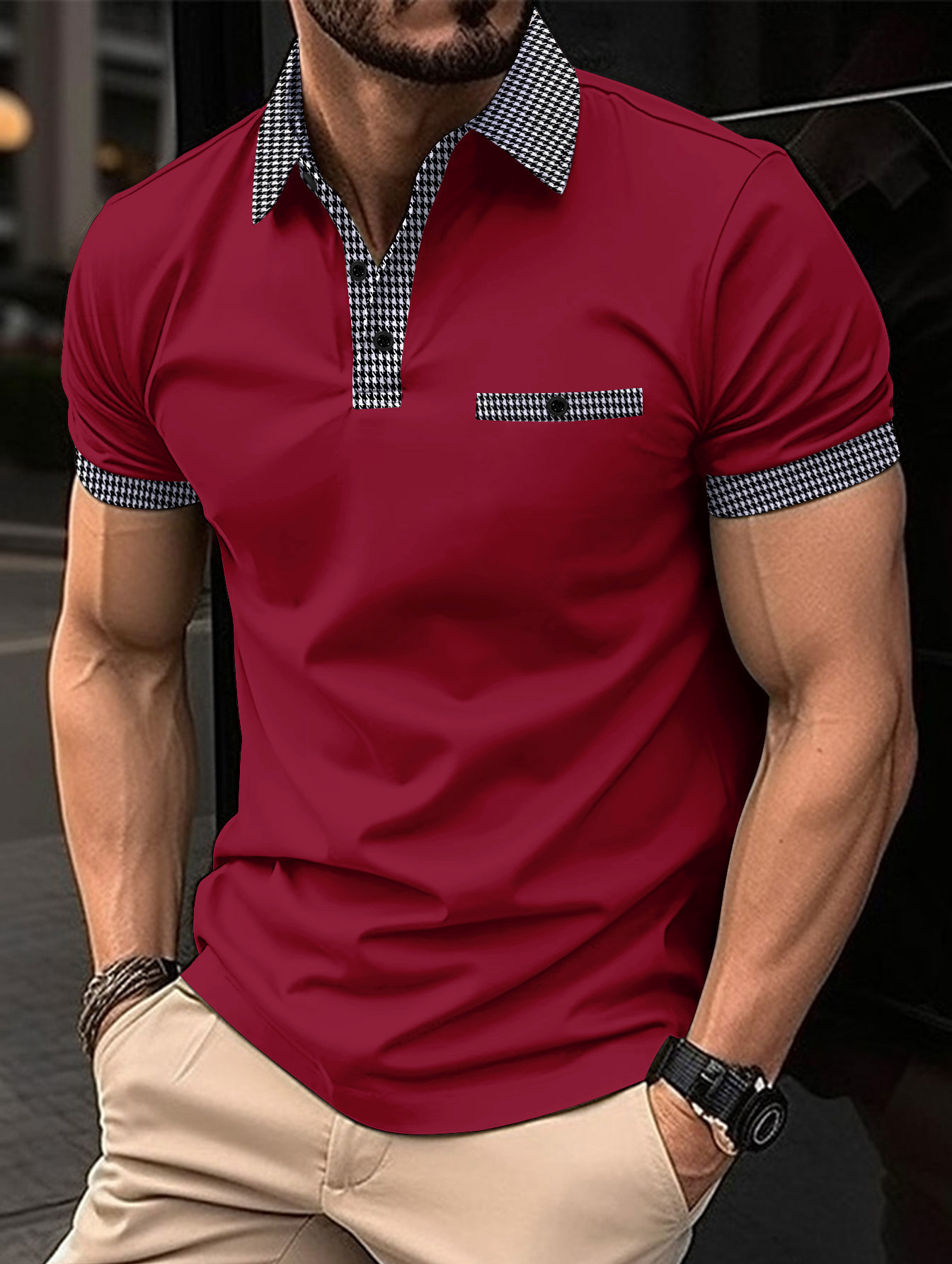 Hombres Color Sólido Impresión Camisa Polo Ropa Hombre display picture 14