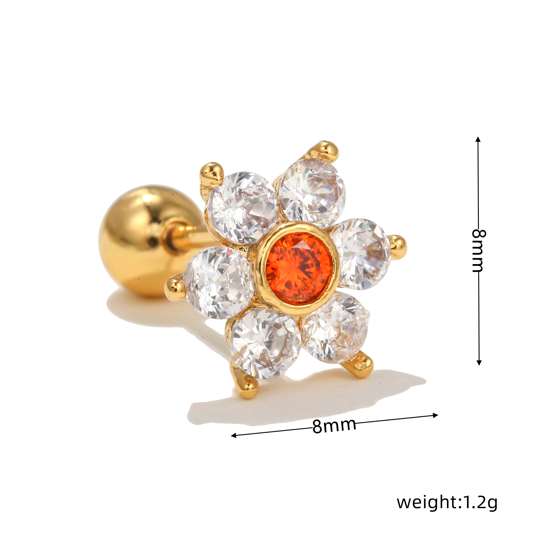 Fashion Star Brass Inlay Zircon Ear Studs 1 Piece