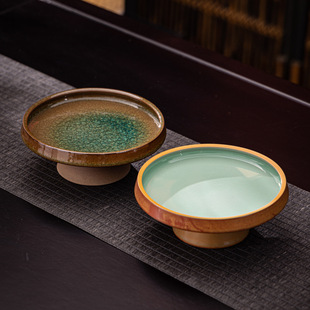 Household High-grade Ceramic Dry Bubble Pot Retro Water Storage Kung Fu Tea Tray Multi-functional Fruit Plate Pastry Plate