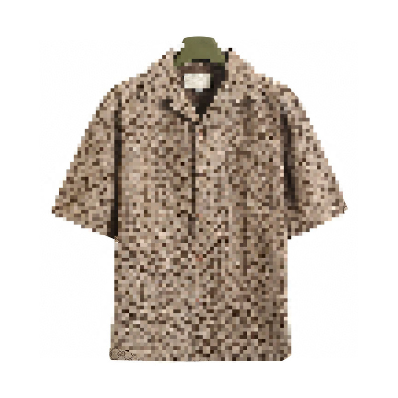 Cross-Border High-End Custom 26 New Models Full-Print Double g Jacquard Turn-Down Collar Short-Sleeve Shirt, Loose Fit, Everyday Unisex Fashion