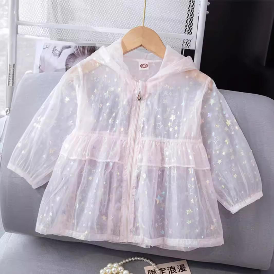 Pure cotton children's sun protection shirt, air-conditioning jacket, summer skin clothing, thin and breathable baby sun protection clothing for girls
