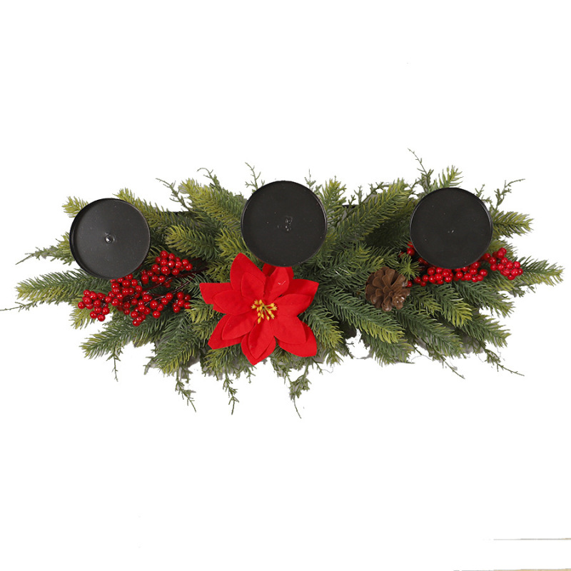 クリスマス装飾キャンドルホルダー、模造松ぼっくりPEクリスマスフラワー、新商品、テーブルセンターピース、暖炉飾り、テーブルデコレーション|undefined