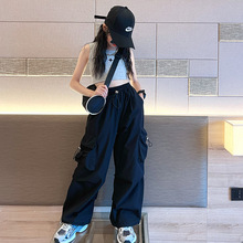 女童工装裤2023新款设计感小众洋气女孩潮酷束脚裤儿童街舞长裤子