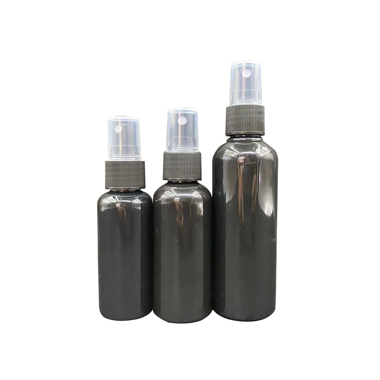 En stock 50ml 100mL pequeña regadera alcohol sub-botella de spray de niebla fina botella de plástico a prueba de luz pequeña botella de spray