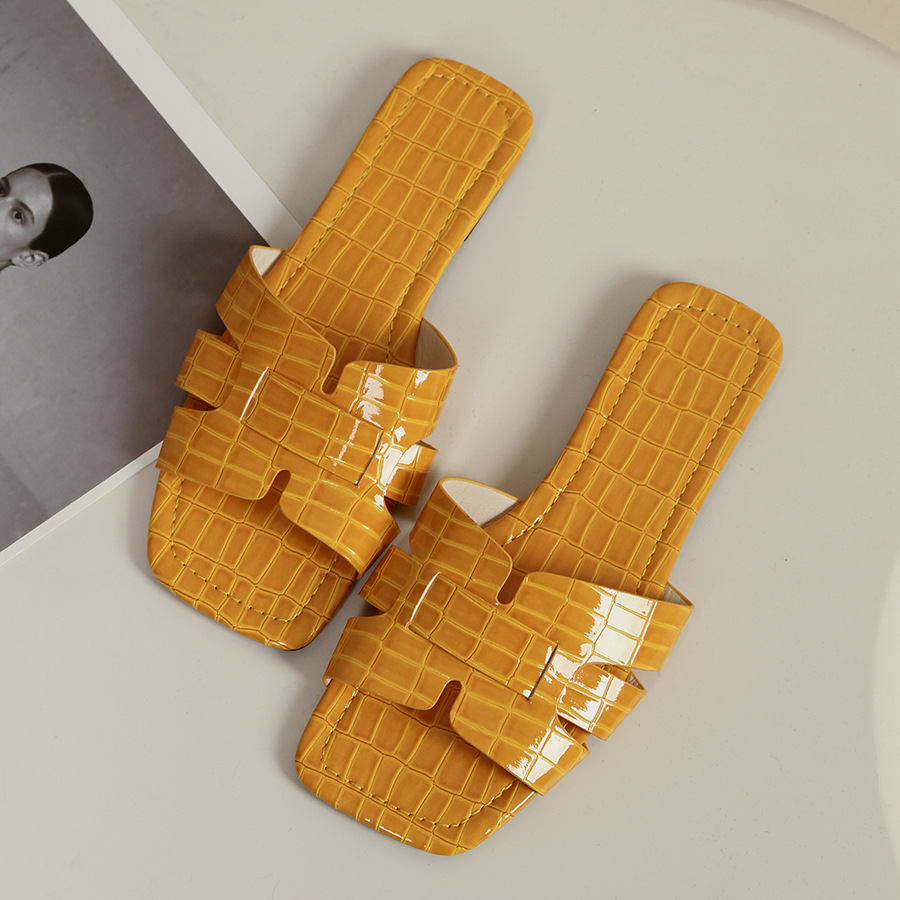 Slippers Korean solid color flat slippers for women European and American foreign trade square head breathable slip on home slippers for women_voghion.com