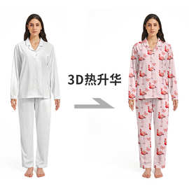 跨境专供欧美风新款宽松爱心女士长袖家居服睡衣休闲长裤套装厂家