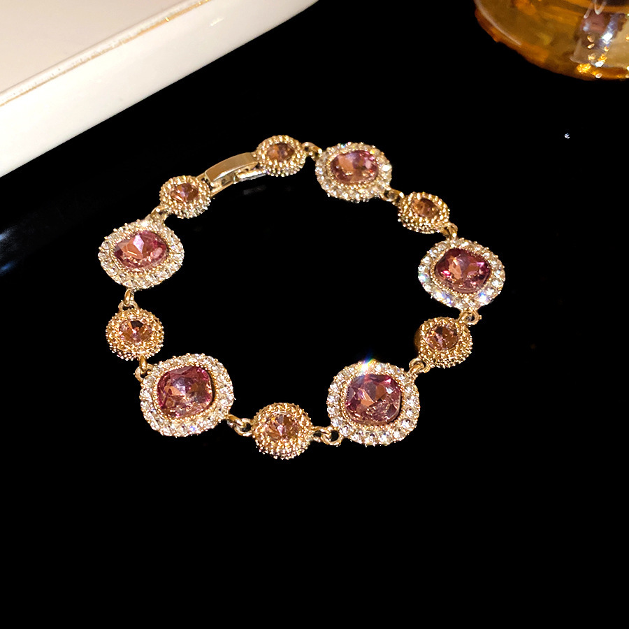 Medieval vintage diamantes geométricos pulsera de fijación pulsera de moda retro versátil pulsera ligera lujo de alta sensación joyas de mano mujeres image 14