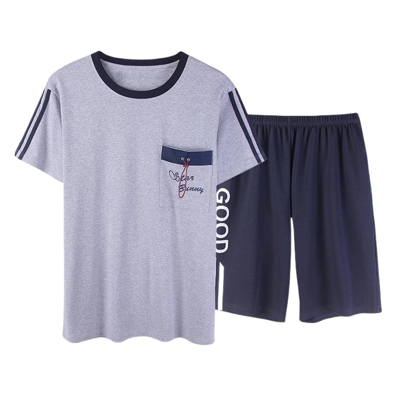 Pijamas de algodón de verano de los hombres de manga corta más tamaño Estudiante Juventud verano fino algodón desgaste del hogar traje