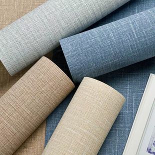 Thickened Waterproof Wallpaper Self-Adhesive Solid Color Linen Wallpaper Living Room Bedroom Dormitory Background Wall Linen
