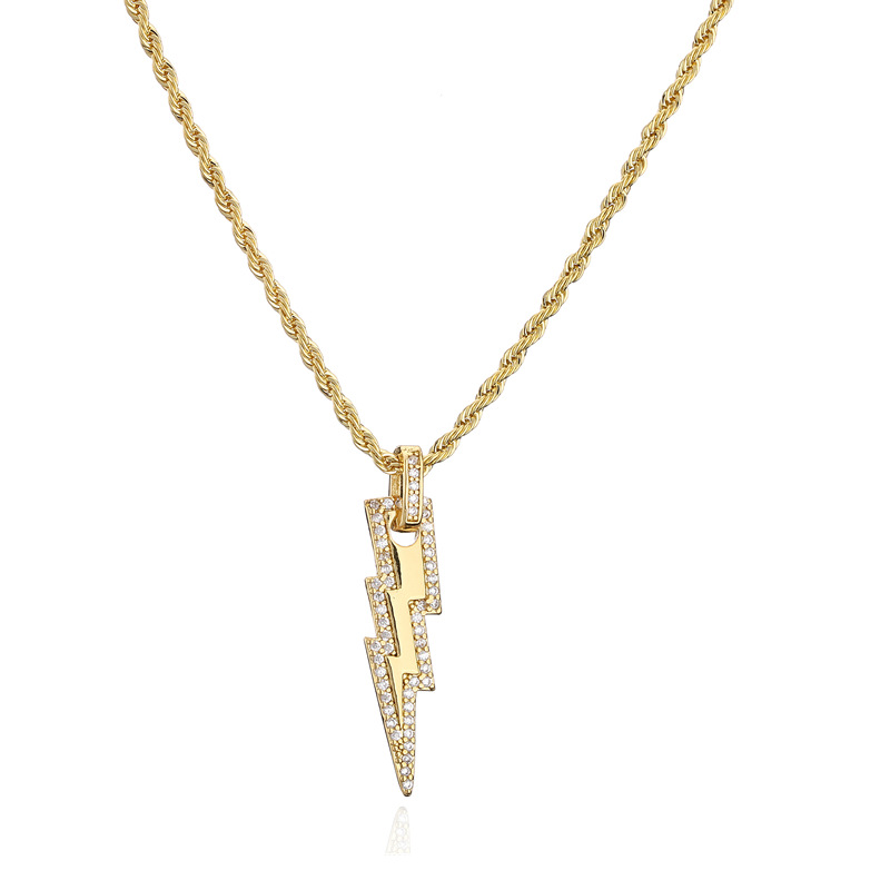 Twist Chain Chain Type Copper Fashion Geometric Lightning Artificial Gemstones Earrings Necklace