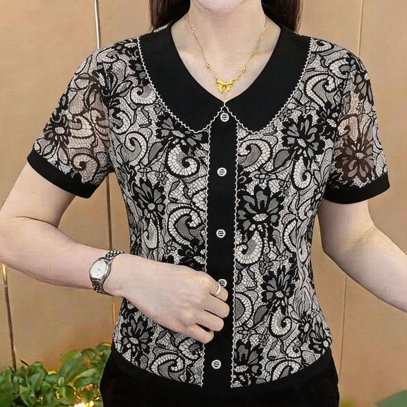 2026 New Summer Short-Sleeve T-Shirt, Stylish and Temperamental, Suitable for Middle-Aged and Elderly Mothers, Loose Fit