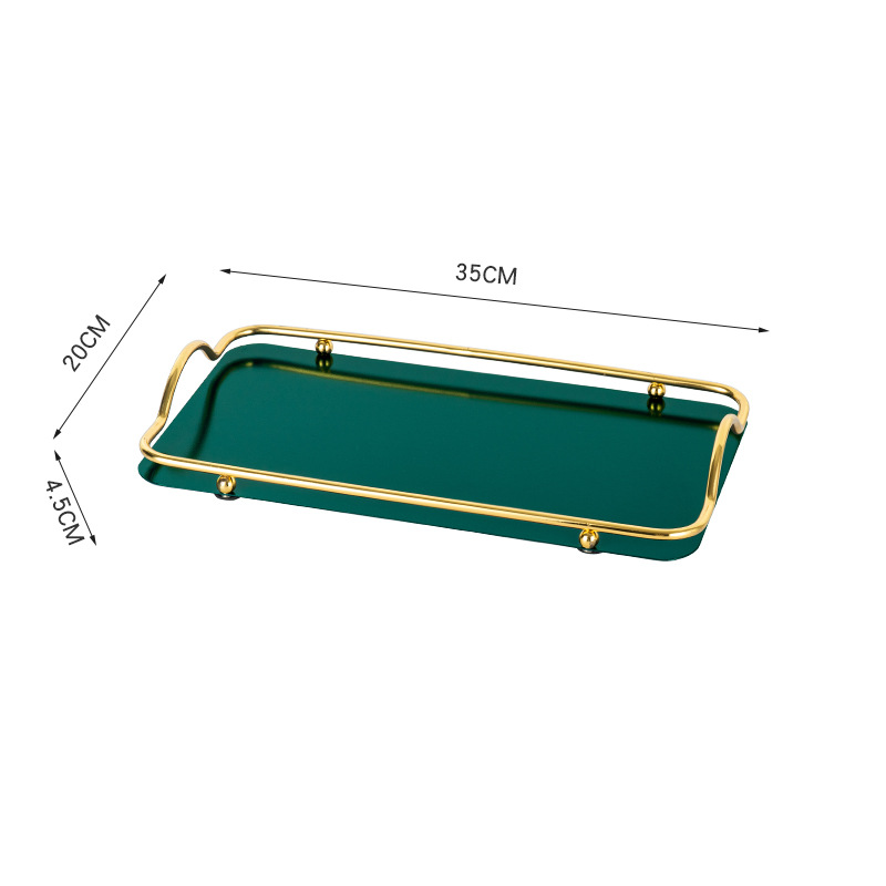 Luz dorada de lujo bandeja de acero inoxidable rectangular Hotel hogar taza de té taza de café postre taza de agua mesa de té de almacenamiento